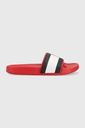 Pantofle Tommy Hilfiger RUBBER TH FLAG POOL SLIDE pánské, červená barva, FM0FM04263