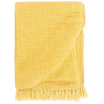 Deka bavlna 160 × 210 cm hořčicově žlutá