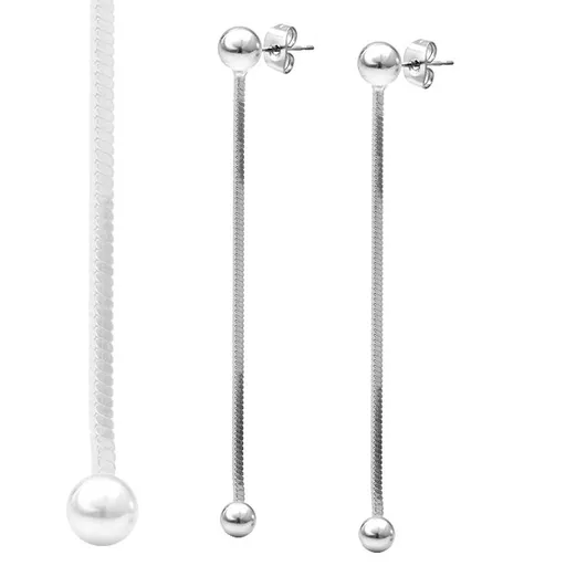 Náušnice ze stříbra 925 - hranatý řetízek s kuličkou