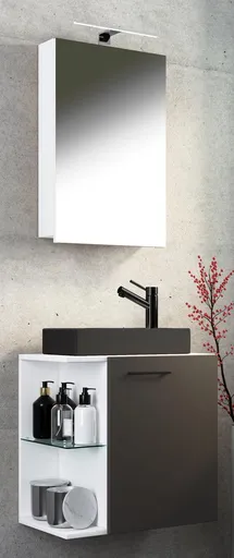 VCM 3dílné umyvadlo pro hosty Hausa BL se zrcadlem, bílé