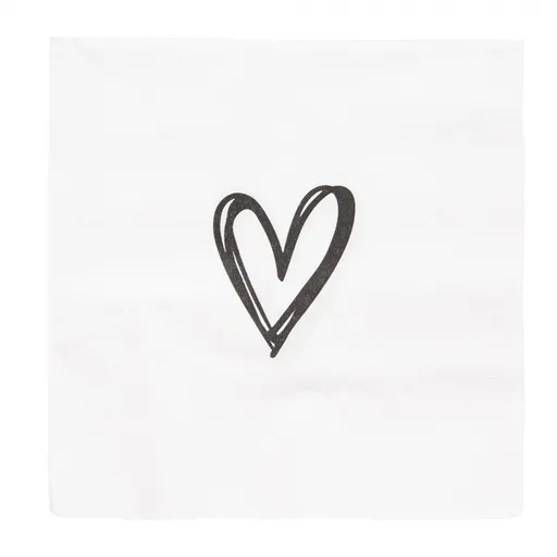 Bílé papírové ubrousky se srdíčkem Heart - 33*33 cm (20ks) 73087