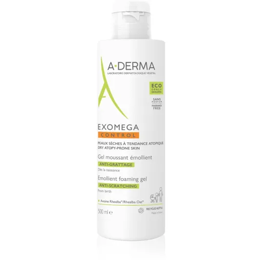 A-Derma Exomega Control Emollient Foaming gel zvláčňující pěnivý gel pro suchou až atopickou pleť 500 ml