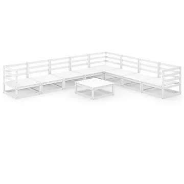 9dílná zahradní sedací souprava bílá masivní borovice, 3075840 (3075840)