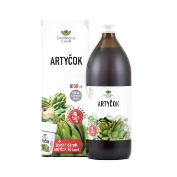 Ekomedica Artyčok 99,8% šťáva 1000 ml + dárek Artyčok 30 kapslí