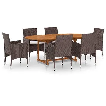 7dílný zahradní jídelní set polyratan hnědý, 3070754 (3070754)