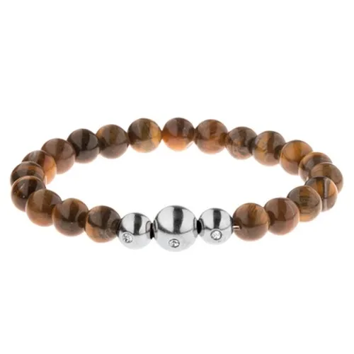 Pružný náramek na ruku - korálky v různých odstínech hnědé barvy