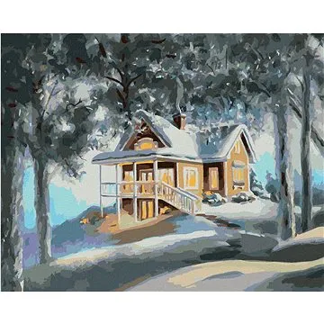 Zuty - Malování podle čísel - DŮM A LES V ZIMĚ (D. RUSTY RUST), 80x100 cm, vypnuté plátno na rám (HRAmmb02017nad)