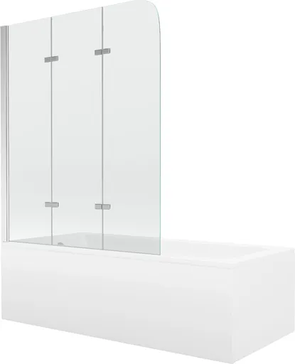 MEXEN/S Cubik obdélníková vana 160 x 70 cm s panelem  + vanová zástěna 120, transparent, chrom 550316070X9012030100