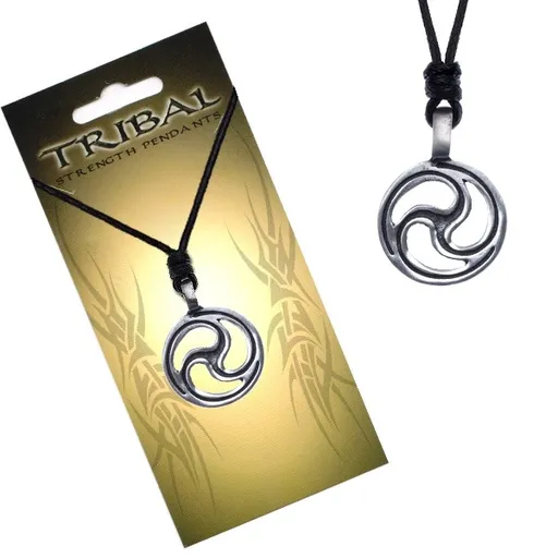 Černý šňůrkový náhrdelník, TRIBAL přívěsek, výřezy slz