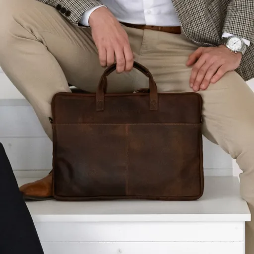 Pánská kožená taška na notebook Greenwood Levons - koňak