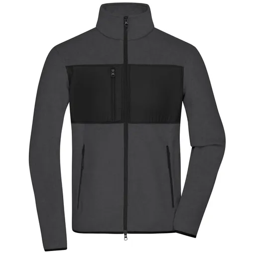 James & Nicholson (Daiber) Pánská fleecová mikina JN1312 - Tmavý melír / černá | 3XL