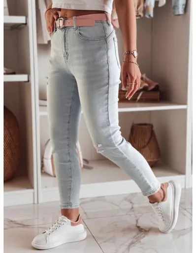 Dámské úzké džínové kalhoty s páskem DIEGONO modré