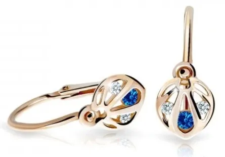 Cutie Jewellery Slušivé dětské náušnice z růžového zlata C2265-10-X-4 modrá
