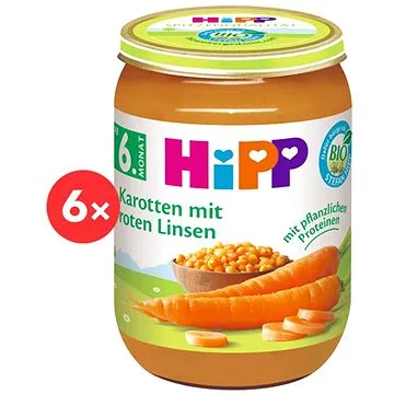 HiPP BIO Mrkev s čočkou 6× 190 g (4062300398702)