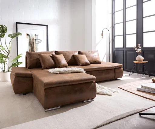 Rohová pohovka Abilene 260x175 cm hnědá dlouhé variabilní