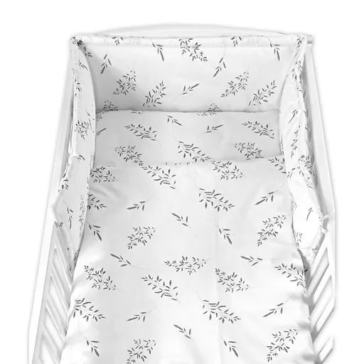 Baby Nellys Sada do postýlky 3D, mantinel a povlečení - Louka, bílá, 135x100