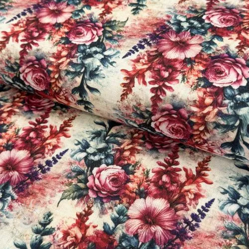 Viskóza se lnem Viola design C digital print