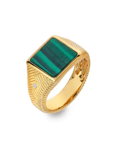 Hot Diamonds Pozlacený prsten s malachitem a diamantem Jac Jossa Hope DR250 52 mm