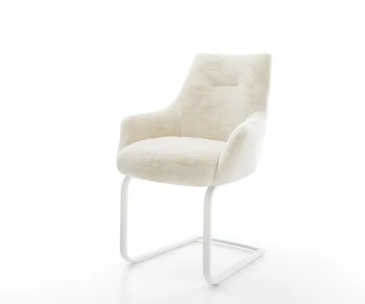 Jídelní židle Alja-Flex s područkami plyšový manšestr krémová