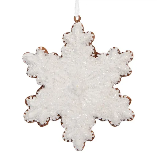 Závěsná dekorace perníková vločka Frosted Ginger - 9*1*10 cm Clayre & Eef