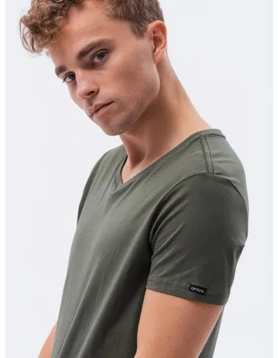 Pánské jednobarevné tričko NORRIS tmavě olivové