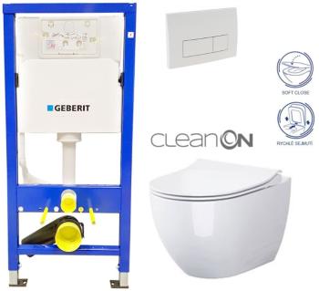 GEBERIT DuofixBasic s bílým tlačítkem DELTA51 + WC CERSANIT ZEN CLEANON + SEDÁTKO 458.103.00.1 51BI HA1