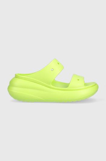 Pantofle Crocs CLASSIC CRUSH SANDAL dámské, zelená barva, na platformě, 207670, 207670.3UH-3UH