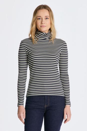 ROLÁK GANT SLIM STRIPED RIBBED TURTLENECK EVENING BLUE