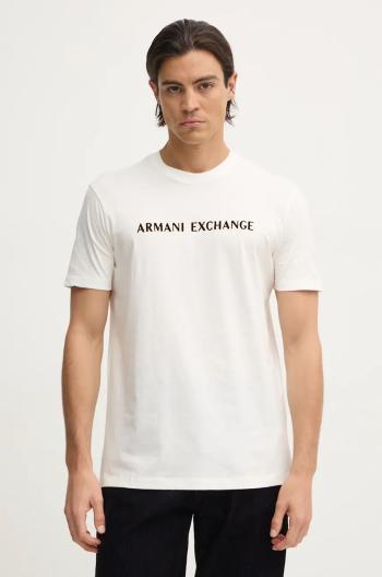 Bavlněné tričko Armani Exchange béžová barva, s potiskem, XM000127 AF10356