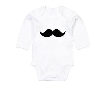 Dětské body dlouhý rukáv BIO moustache