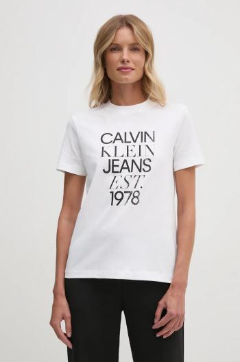 Bavlněné tričko Calvin Klein Jeans bílá barva, J20J224910