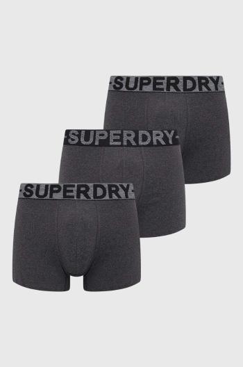 Boxerky Superdry 3-pack pánské, šedá barva