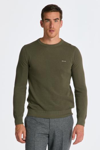 SVETR GANT COTTON PIQUE C-NECK JUNIPER GREEN