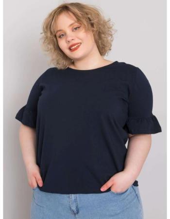 Dámská halenka bavlněná plus size YARELI námořnická modrá