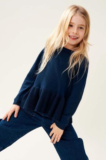 Dětský svetr Liewood Esme Lurex Knit Jumper tmavomodrá barva, LW19547