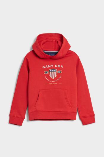 MIKINA GANT D1. BANNER SHIELD HOODIE RUBY RED