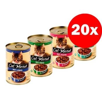 Konzerva Cat Menue mix balení – 4 příchutě – kuřecí, hovězí, játra, ryba – 20 × 415 g (9120041364082)