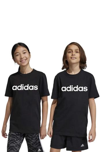 Dětské bavlněné tričko adidas U LIN černá barva, s potiskem