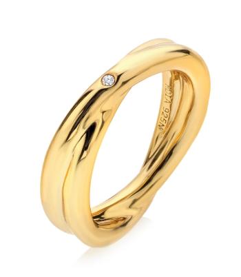 Hot Diamonds Minimalistický pozlacený prsten s pravým diamantem Jac Jossa Soul DR292 56 mm