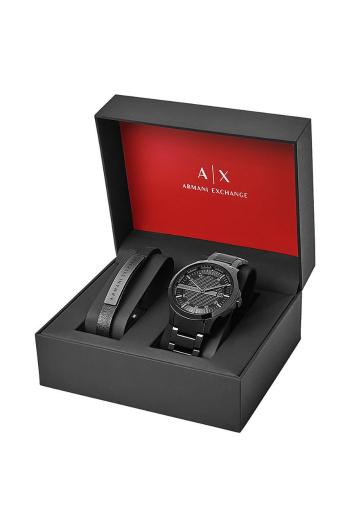 Hodinky a náramek Armani Exchange černá barva