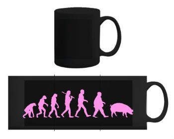 Černý hrnek Evolution Pig