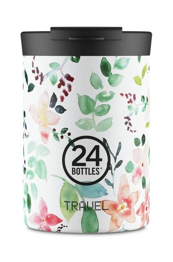 Termohrnek 24bottles Travel Tumbler 350 ml Little Buds bílá barva, Travel.350.LittleBuds