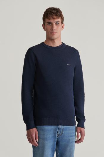 SVETR GANT COTTON PIQUE C-NECK EVENING BLUE