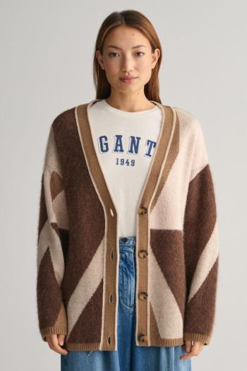 KARDIGAN GANT LETTERSPRINT INTARSIA CARDIGAN ROASTED WALNUT