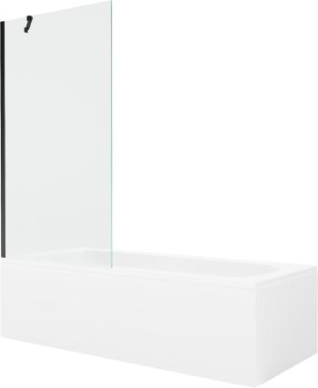 MEXEN/S Vega obdélníková vana 150 x 70 cm s panelem + vanová zástěna 90 cm, transparent, černá 550115070X9509000070