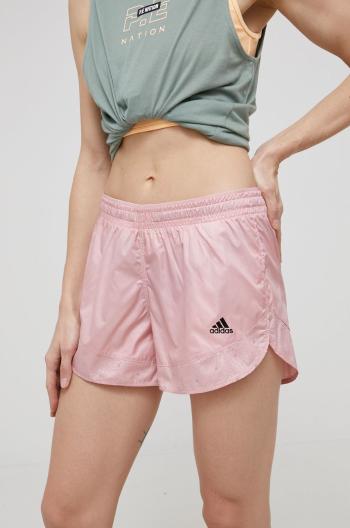 Kraťasy adidas Performance HC1663 dámské, růžová barva, vzorované, medium waist