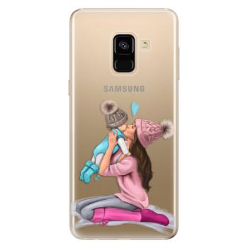 Odolné silikonové pouzdro iSaprio - Kissing Mom - Brunette and Boy - Samsung Galaxy A8 2018