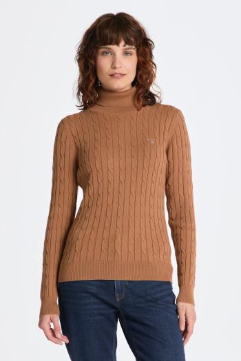 ROLÁK GANT STRETCH COTTON CABLE TURTLE NECK ROASTED WALNUT