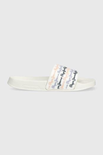 Pantofle Pepe Jeans SLIDER dámské, bílá barva, PLS70127