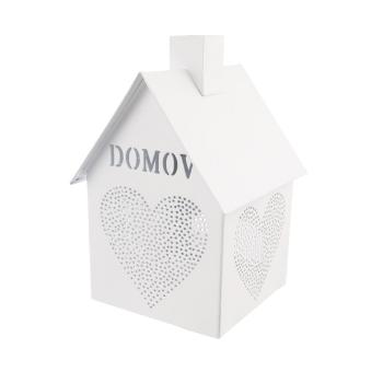InDecor Suport metalic pentru lumânări House - Home alb, 12 x 12 x 17 cm